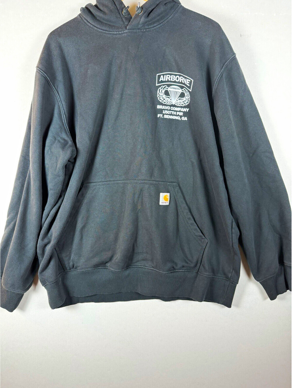 Carhartt Loose Fit Men's Pullover Hoodie Gray Fleece Military Graphic XL